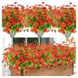 MACTING Fall Artificial Flowers for Outdoors 12 Bundles Fake Pansies UV Resistant Outdoor Faux Plants Plastic Greenery Shrubs for Planters Garden Patio Porch Balcony Outside Autumn Thanksgiving Decor