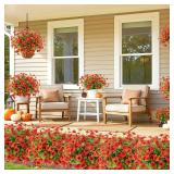 MACTING Fall Artificial Flowers for Outdoors 12 Bundles Fake Pansies UV Resistant Outdoor Faux Plants Plastic Greenery Shrubs for Planters Garden Patio Porch Balcony Outside Autumn Thanksgiving Decor