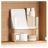 Poeland 2 Pack Mask Storage Box, Stackable Storage Organizer with Acrylic Adhesive, Clear Storage Box for Medicine Cabinet, Closet, Bathroom, Counter