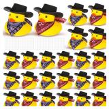 Set of 24 Cowboy Rubber Duck with Hat and Scarf, Mini Rubber Duckies Bath Party Toys Bathtub Toys Shower Birthday Swimming Party Favor, 2 Styles (Black)