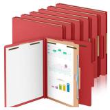 Skyygemm 12 Pack Classification File Folders Bulk with Divider and 2\" Expansion, Pressboard Folder with 2 Prong Fasteners for Employee Records Medical Charts Office Document Organization(Red)