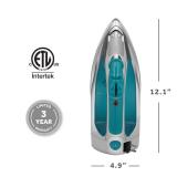 Sunbeam Turbo Steam Iron 1400W Quick Heat Stainless Steel Soleplate Shot of Steam Horizontal and Vertical 3 Way Auto Off 240ml Water Tank White Teal