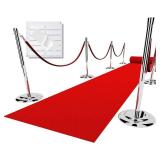EZLucky Red Carpet Runner for Party, 2.6X30 ft, 130 GSM Felt Non-Woven Fabric, Hollywood Red Carpet for Event, Aisle Runner for Wedding Ceremony, Movie Theme Party Deco, Red Runway Rug for Prom
