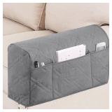 Turquoize Waterproof Armrest Covers for Chairs and Sofas - Anti-Slip Furniture Protector, Washable Slipcovers Set of 2, Dove