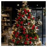 Jefuzh 50 PCS Fake Red Roses, Artificial Red Flowers Bulk Realistic Silk Faux Rose with Stems for Wedding Decoration Anniversary Bridal Bouquet DIY Floral Arrangement Romantic Home Decor Gifts