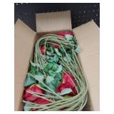 Jefuzh 50 PCS Fake Red Roses, Artificial Red Flowers Bulk Realistic Silk Faux Rose with Stems for Wedding Decoration Anniversary Bridal Bouquet DIY Floral Arrangement Romantic Home Decor Gifts