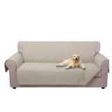 U-NICE HOME Reversible Sofa Cover Couch Cover for Dogs with Elastic Straps Water Resistant Furniture Protector for Pets Couch Cover for 3 Cushion Couch (Sofa, Beige/Beige)