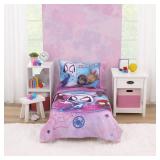 NoJo Marvel Ghost Spider, Go Ghosty Purple, Pink, and Blue 4 Piece Toddler Bed Set - Comforter, Fitted Bottom Sheet, Flat Top Sheet, and Reversible Pillowcase