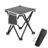 Zaboro Triple Tree 1 Pack Folding Camping Stool, 13.8 Inch Small Portable Lightweight Stool with Side Pocket, Foot Stool with Carry Bag for Hiking, Fishing and Beach, Hold up to 400lbs, Grey