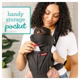 Infantino Swift Classic Carrier with Pocket, 2-Ways to Carry Carrier with Wonder Bib & Essentials Storage Front Pocket for Babies 8-25lb, Adjustable Strap, Black