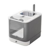 Upgraded Fully Enclosed Cat Litter Box with Lid, Covered Cat Box Enclosure, Anti-Splashing Easy to Clean Kitty Litter Boxes with Drawer, 3 Modes can Use from Kitten to Adult(White&Grey)