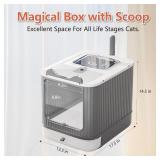 Upgraded Fully Enclosed Cat Litter Box with Lid, Covered Cat Box Enclosure, Anti-Splashing Easy to Clean Kitty Litter Boxes with Drawer, 3 Modes can Use from Kitten to Adult(White&Grey)