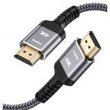 Highwings 4K Long HDMI 2.0 Cable 15FT/4.5m - 4K@60Hz HDR Braided HDMI Cord, 18Gbps High Speed with Ethernet/ARC, 3D, HDCP 2.2, ARC, Compatible for PS-5/4/3/4K HDTV/Monitor/Projector/Streaming Media