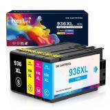 Nestink 936 High Yield Ink Cartridges (4-Pack) Compatible for HP 936e XL | Works with : OfficeJet Pro 9110b, 9120b, 9130b OfficeJet Pro Wide Format 9720/9730 | Eligible for Instant Ink (B/C/M/Y)