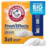 Arm & Hammer Fresh Effects Odor Neutralizing Baking Soda Pouches, Unscented Deodorizer for Long Lasting Freshness in Shoes, Gym Bags, & Small Spaces, 5 count