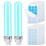 Qualirey 2 Pack 9W UV Replacement Bulb and 12 Pcs Replacement Sticky Cards Kit, Compatible with DynaTrap DT3009, DT3019, and DT3039/Gardner/Flyweb Classic/Fly Light