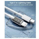 USB C to Lightning Cable (2pack 6ft), Apple MFi Certified iPhone Fast Charger 2m, Power Delivery Original Type C Charging Cord for Apple iPhone 13/12/11 Pro/11/XS MAX/XR/8/7/6s Plus,iPad (White)