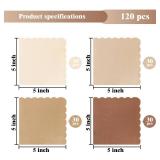 120PCS Gradient Brown Cocktail Party Napkins,Gradient Brown Scalloped Beverage Dessert Paper Napkin for Birthday Wedding