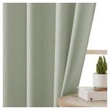 Chyhomenyc Bennet Light Green Curtains 63 Inch Length 2 Panels, Faux Linen Textured Semi Sheer Light Filtering Soft Airy Rod Pocket Window Treatment Drapes for Living Room Bedroom, Each 40\" Wx63 L