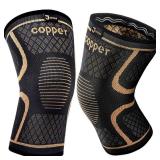 Copper Knee Braces for Men and Women (2 pack) -Knee Supports Copper Compression Knee Sleeve for Knee Pain, Arthritis, Sports and Recovery Support (Large)