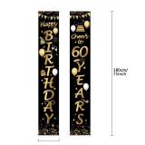 Blulu 2 Pcs 60th Birthday Banner Decorations for Men Women, Black Gold 60th Birthday Party Decor Supplies, Cheers to 60 Years Welcome Porch Sign Celebration Backdrop
