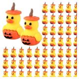 Gejoy 50 Pcs Pumpkin Rubber Ducks Bulk 1.38 Inch Pumpkin Rubber Duck Toy School Classroom Prize for Party Favors Home Table Decorations