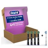 Oral-B CrossAction Electric Toothbrush Replacement Brush Heads, Black, 4 Count + 1 Sensitive White