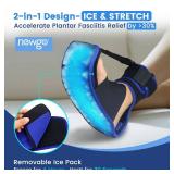 NEWGO Plantar Fasciitis Night Splint Ice Pack with Cooling Gel on Sole and Heel, Adjustable Plantar Fasciitis Brace Support for Sleeping, Pain Relief for Achilles Tendonitis, Foot Drop, Heel Spur
