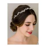 SWEETV Rhinestones Bridal Headband Silver Crystal Wedding Headpieces for Brides Hair Pieces for Bridesmaid Flower Girl Hair Accessories