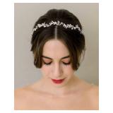 SWEETV Rhinestones Bridal Headband Silver Crystal Wedding Headpieces for Brides Hair Pieces for Bridesmaid Flower Girl Hair Accessories