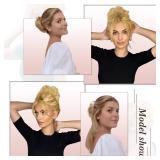 RUWISS Claw Clip Messy Bun Hair Piece Real Human Hair Buns Wavy Curly Chignon Hair Bun Extensions Updo Hair Buns Claw Clip Ponytail Hairpieces Hair Scrunchie for Women, Medium Brown 2