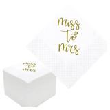 Geloar Bridal Shower Cocktail Napkins, 100 Pack Gold From Miss To Mrs Disposable Paper Napkins for Bridal Shower Engagement Wedding Bachelorette Table Decorations| 2-Ply, 5x5 Inches (Miss To Mrs)