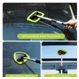 Qydipclin 10pcs Windshield Cleaner Tool, Car Window Cleaning Wash Kit with 4 Reusable Microfiber Pads 1 Spray Bottle and Extendable Handle Auto Glass Wiper Kit, Green