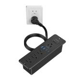 65W USB C Recessed Power Strip, Flush Mount Desktop Recessed Outlet with 4AC & 2 PD GaN USB C & 2 USB-A Ports, Furniture Hidden Drawer Fast Charging Station for Home Office