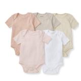 Burtfts Bees Baby Organic Cotton Bodysuits  Baby Boy and Girl Short and Long Sleeve One-Pieces, 5-Pack