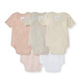 Burtfts Bees Baby Organic Cotton Bodysuits  Baby Boy and Girl Short and Long Sleeve One-Pieces, 5-Pack