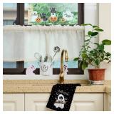 ARKENY Pumpkin Ghost Halloween Kitchen Towels Set of 2,Black Bat Cat Boo Dish Towels 18x26 Inch,Farmhouse Home Indoor Vintage Party Decoration AD395
