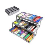 Yeeyuue 3 Tierr - Expandable Junk - Small - Multi Level Folding Smart for Makeup, Jewelry, Desk, Office Drawers(1 Row 3 Tier-Grey?