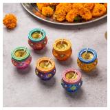 (Pack of 18) Matki Diyas for Decoration, Wax Filled Clay Diyas for Pooja, Diwali Decorations for Home, Indian Pooja Decor for Mandir, Diwali Gifts, Earthen Lamp for Navratri Dussehra, Party Favors