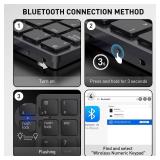 havit Bluetooth Number Pad Wireless Numeric Keypad Numpad 26 Keys Portable Mini Financial Accounting Rechargeable Numeric Pad for Windows Laptop Desktop, PC, Notebook (Black)