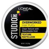 LftOreal Paris Studio Line Overworked Hair Putty, 1.7 oz.