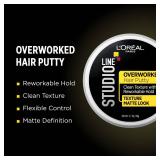 LftOreal Paris Studio Line Overworked Hair Putty, 1.7 oz.