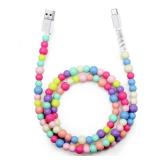 Aolcev USB C Cable 66W Fast USB A to USB C Charging Cord 3.3FT Cute Beaded USB Type C Charger Cord Phone Charger Cable for iPhone 17 16 Pro Max 15 Pro Max Plus Galaxy S25 S24 S23 S22 Multicolored