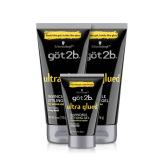 got2b Ultra Glued Invincible Styling Gel Set, 6 Fl Oz (2-Tube)  1.25 Fl Oz Travel Size, Hair Gel for Men and Women with Extra Strong Hold, Non-Sticky, No-Flake Formula for Vertical Styles