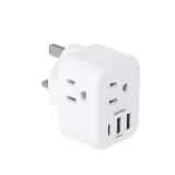 US to UK Ireland Plug Adapter, Addtam Type G Power Adapter with 3 AC Outlets and 3 USB(1 USB C), Travel Essentials for USA to Dubai Scotland British London England Hong Kong Irish