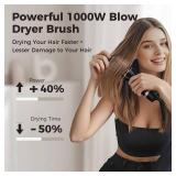 slopehill Mini Travel Dual Voltage Hair Dryer Brush,1000 Watts Hot Air Brush with European Plug, Ionic Hair Dryer and Styler for Women, Oval Barrel 2 Heat and 2 Speed Settings for International Travel