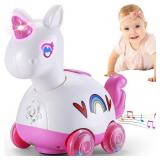 Wanonoo Unicorn Baby Girl Toys 6-12 Months, Tummy Time Musical Light Up Crawling Infant Toys 3 4 5 6 7 8 9 10 11 12 18 Month Easter 1st Birthday Baby Girl Gift Toddler Learning Activity Pink