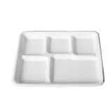 E.F.tableware Disposable Tableware, 100percent Compostable Plate 100-Pack 5-Compartment Disposable Tray, Biodegradable Environmentally Friendly Stackable Durable, Eco-Friendly Made of Sugar Cane Fiber