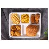 E.F.tableware Disposable Tableware, 100percent Compostable Plate 100-Pack 5-Compartment Disposable Tray, Biodegradable Environmentally Friendly Stackable Durable, Eco-Friendly Made of Sugar Cane Fiber