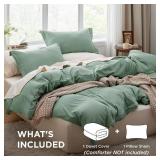 Bedsure Sage Green Duvet Cover Twin/Twin XL Size - 2 Pieces Prewashed Cotton-Like Extra Soft Bedding Set, Includes 1 Twin Duvet Cover 68x90 Inches with Zipper Closure & 1 Pillow Sham, No Comforter